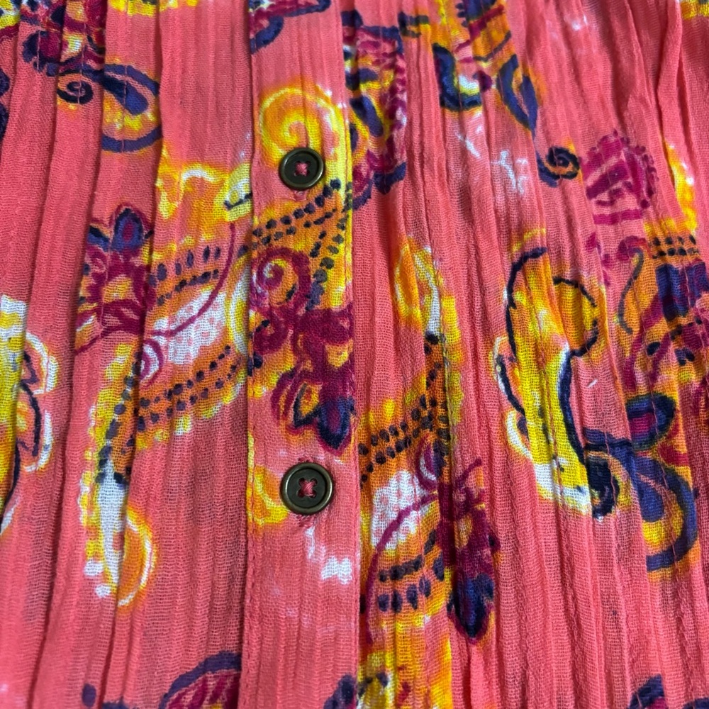 Woman Within Coral Pink Paisley Pleated Tank size 5X Cotton Lightweight - Picture 7 of 9